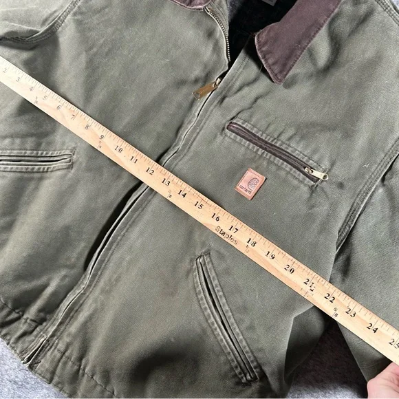 Vintage Carhartt Detroit Jacket Mens Latge Olive Green Duck Canvas J97 ARG Coat